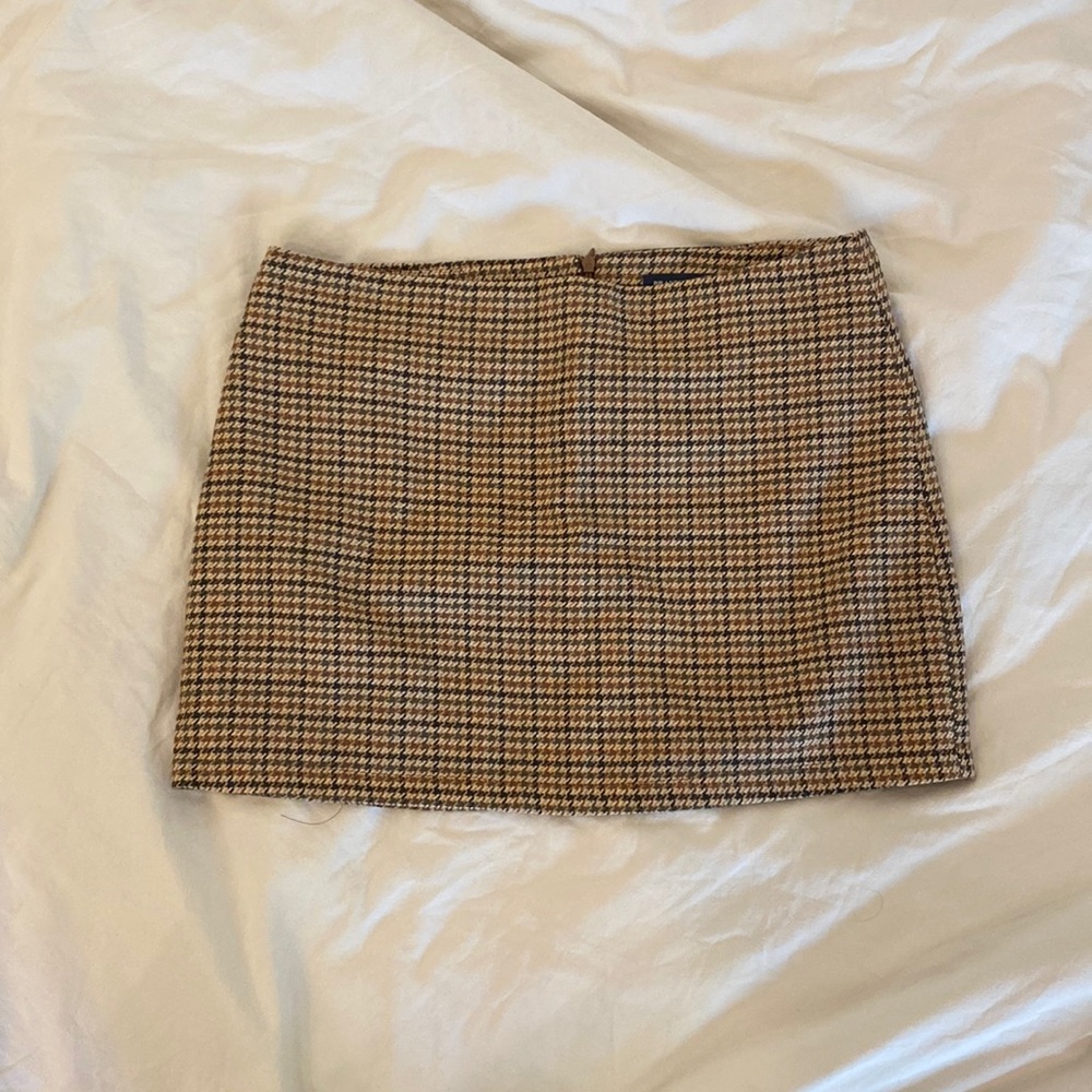 Brandy Melville Tan Plaid Mini Skirt